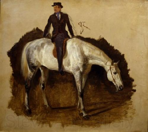 Filippo Palizzi Cavallo bianco da caccia e cavaliere Norge oil painting art
